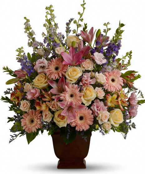 Pink, Yellow, Purple, Roses, Lilies - Basket