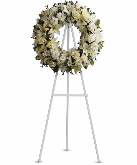 Standing Wreath of white flowers