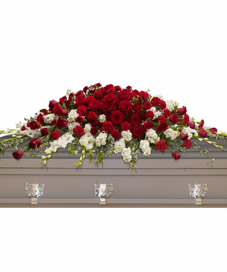 Red & White Casket Spray