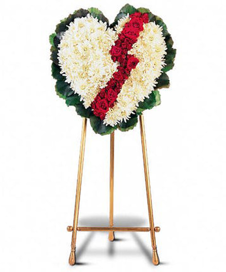 Broken Heart Funeral Flowers with Roses