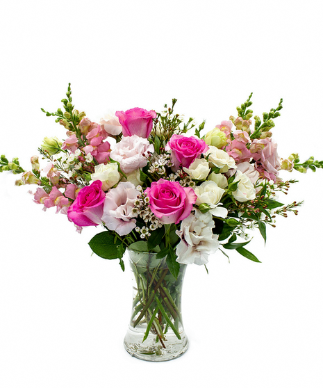 Red Roses, Pink Lilies, White Hydrangea