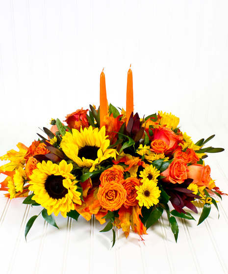 Sunflower & Rose Centerpiece with Candles
