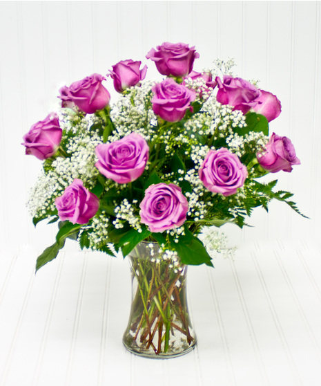 Lavender Roses with Babies Breath