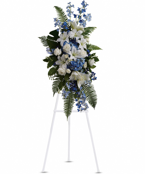 Blue and White Standing Spray
