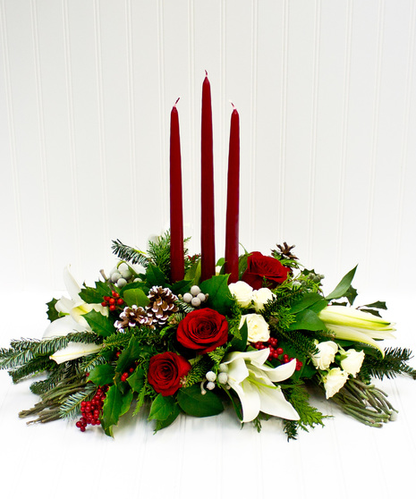 Christmas Centerpiece with Taper Candles