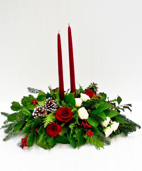 Christmas Centerpiece with Taper Candles
