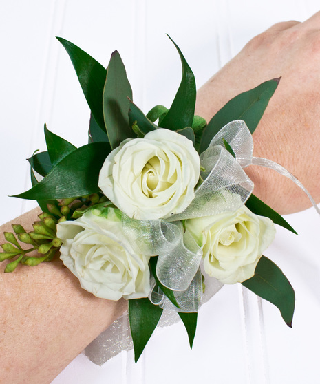 White Spray Rose Corsage - Blossom Flower Shops